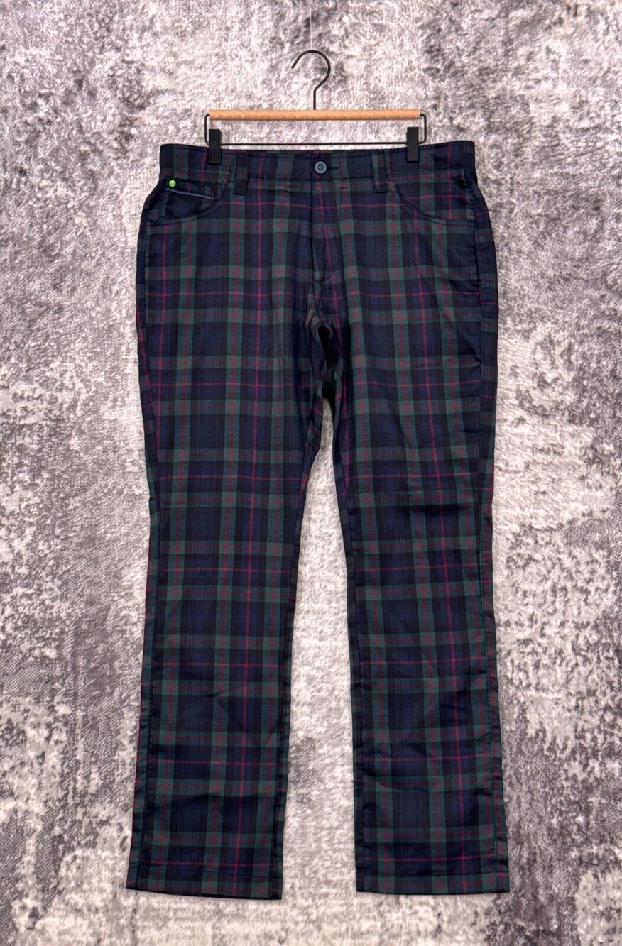 William Murray Pants 34 x 33 Mens Slim Fit Plaid Performance Fabric Golf